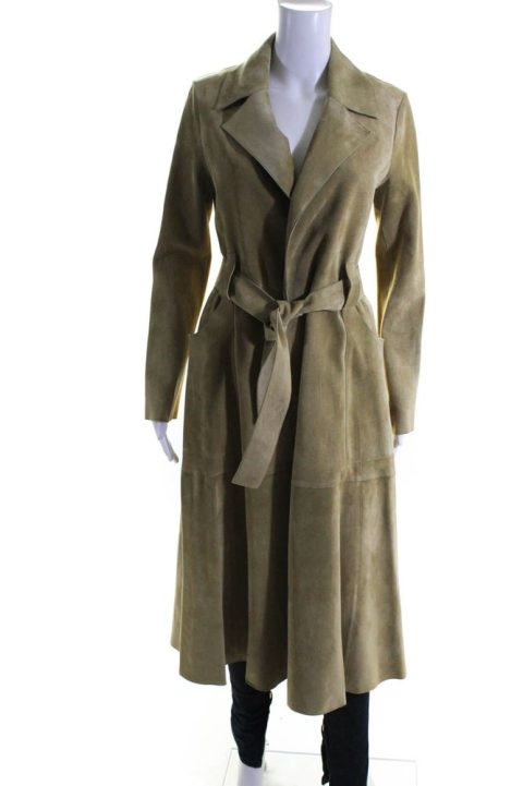 Derek Lam Womens Suede Belted Wrap Coat Ginger Beige 7833682870332