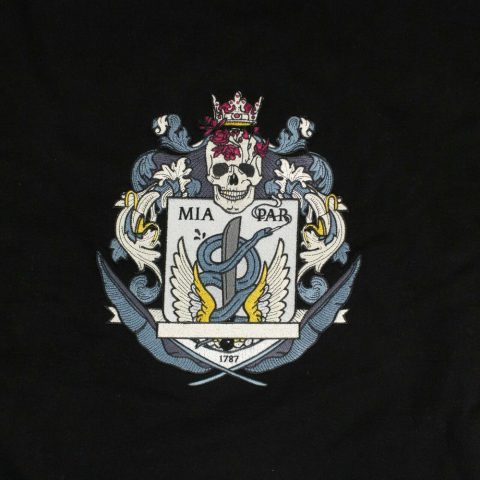 Black Cotton Embroidered Souvenir Hoodie