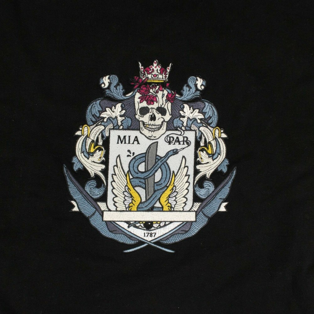 Black Cotton Embroidered Souvenir Hoodie