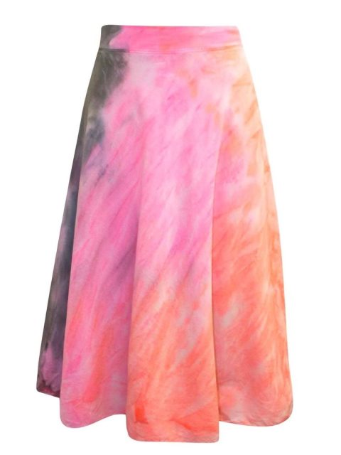 Women’s Double Knee-Length Voile Skirt In Neon Stripe