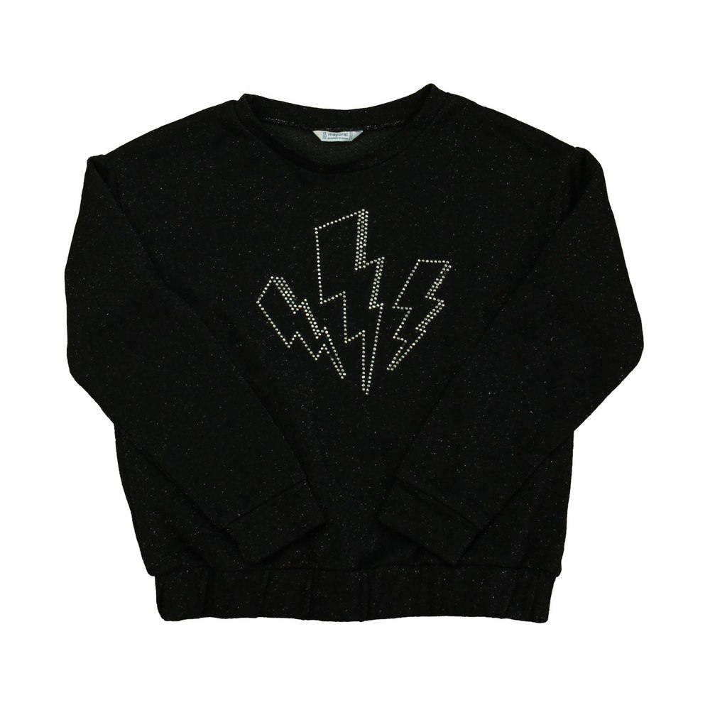 Mayoral Girls Black Lightening Bolt Long Sleeve Shirt 7805990109244