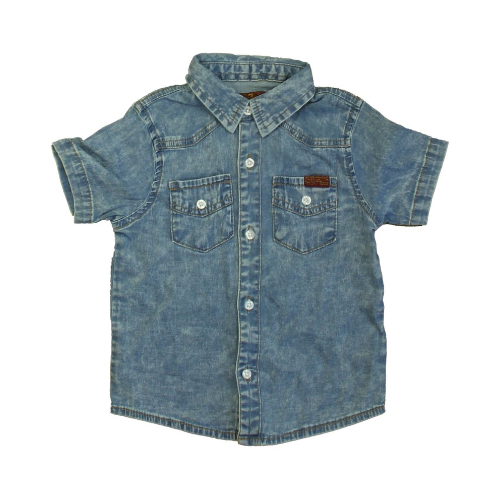 7 for all Mankind Boys Blue Button Down Short Sleeve 7805996531772