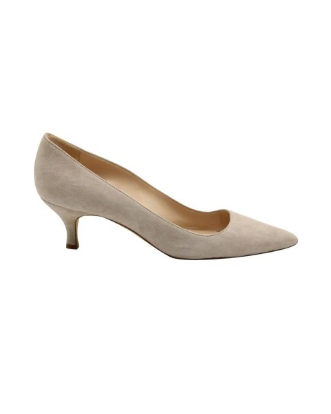 Manolo Blahnik Kitten Heel Pumps in Grey Suede 7833697910844