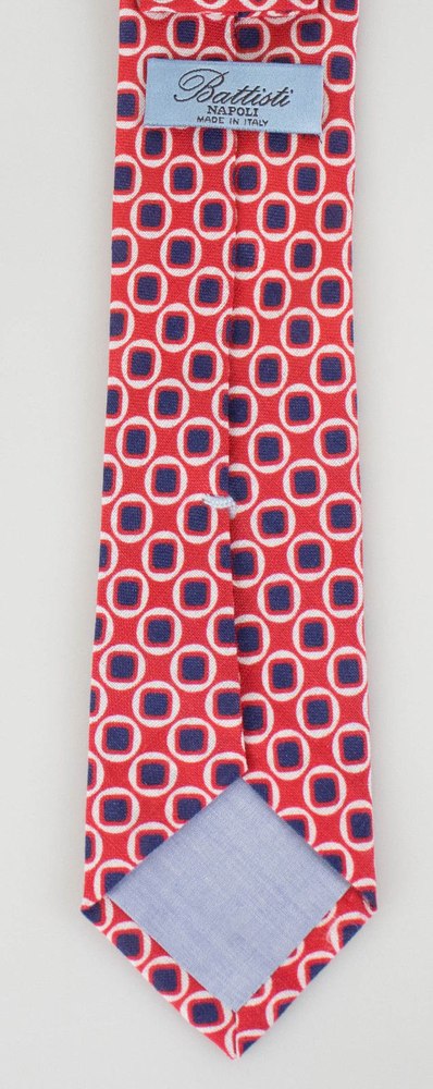 Red with Circle Pattern 100% Silk Skinny Neck Tie