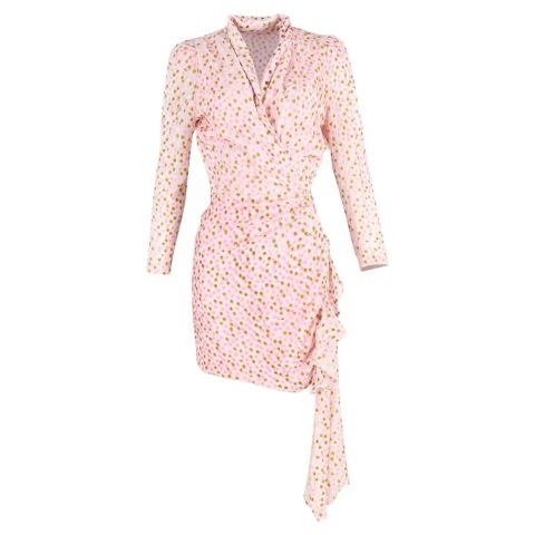 Dodo Bar Or Ava Polka Dot Mini Dress in Rose Pink and Gold Viscose