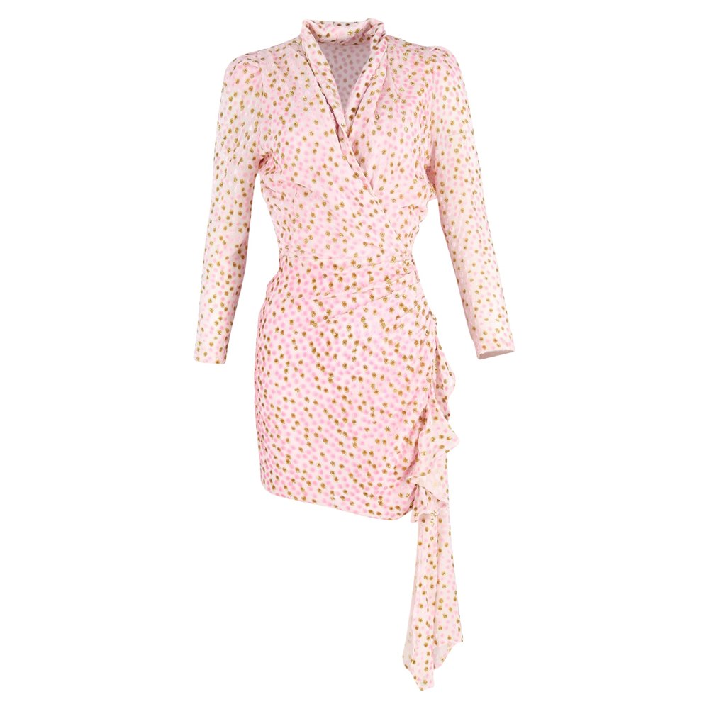 Dodo Bar Or Ava Polka Dot Mini Dress in Rose Pink and Gold Viscose