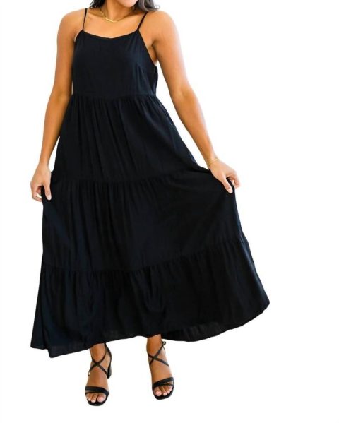 Classically Cool Tiered Maxi Dress In Black 7707826520124