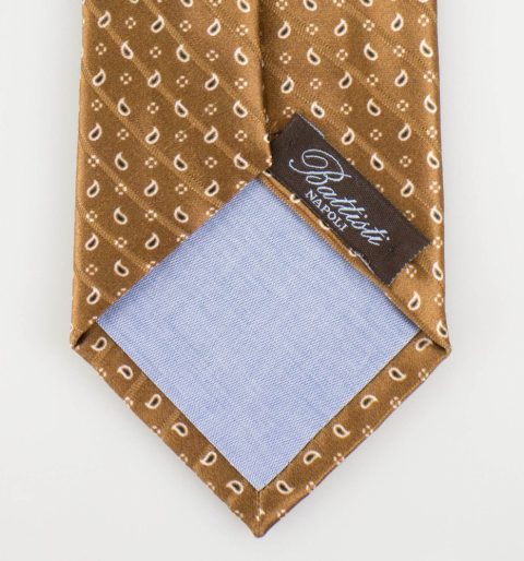 Brown Paisley Pattern 100% Silk Satin Neck Tie