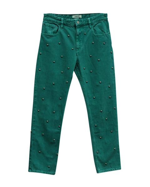 Isabel Marant Etoile Pearl Studded Jeans in Green Cotton 7833703350332