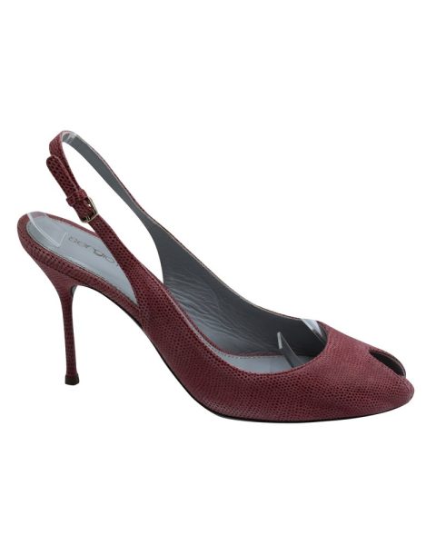 Sergio Rossi Peep-Toe Slingback Pumps in Pink Leather 7833704169532