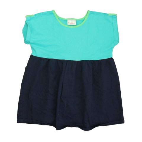 Hanna Andersson Girls Turquoise | Navy Short Sleeve Shirt 7806007279676