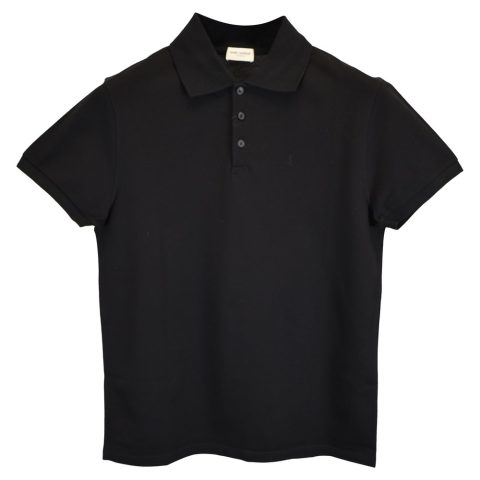Saint Laurent Paris Cassandre Polo Shirt in Black Cotton 7833710657596