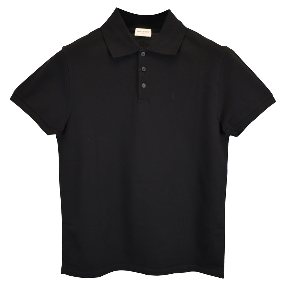 Saint Laurent Paris Cassandre Polo Shirt in Black Cotton 7833710657596