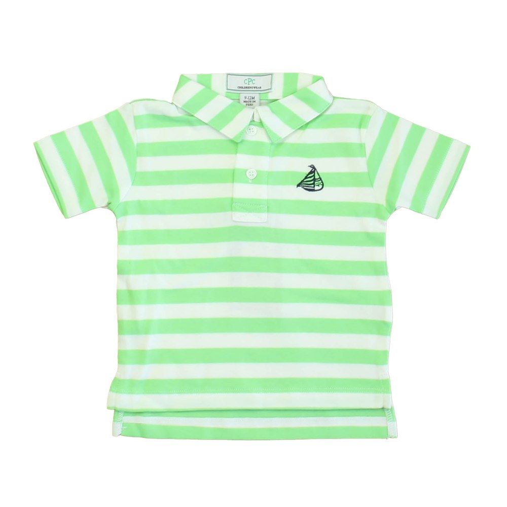 Classic Prep Boys Summer Green | Bright White Polo Shirt Size: 9-12 Months 7806017503292