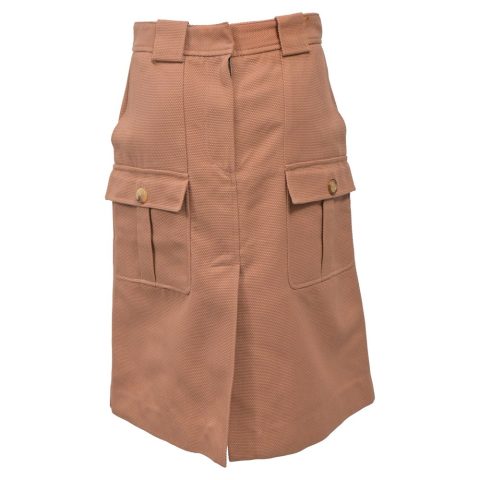 Bottega Veneta Pique A-line Midi Skirt in Beige Cotton 7833717276732