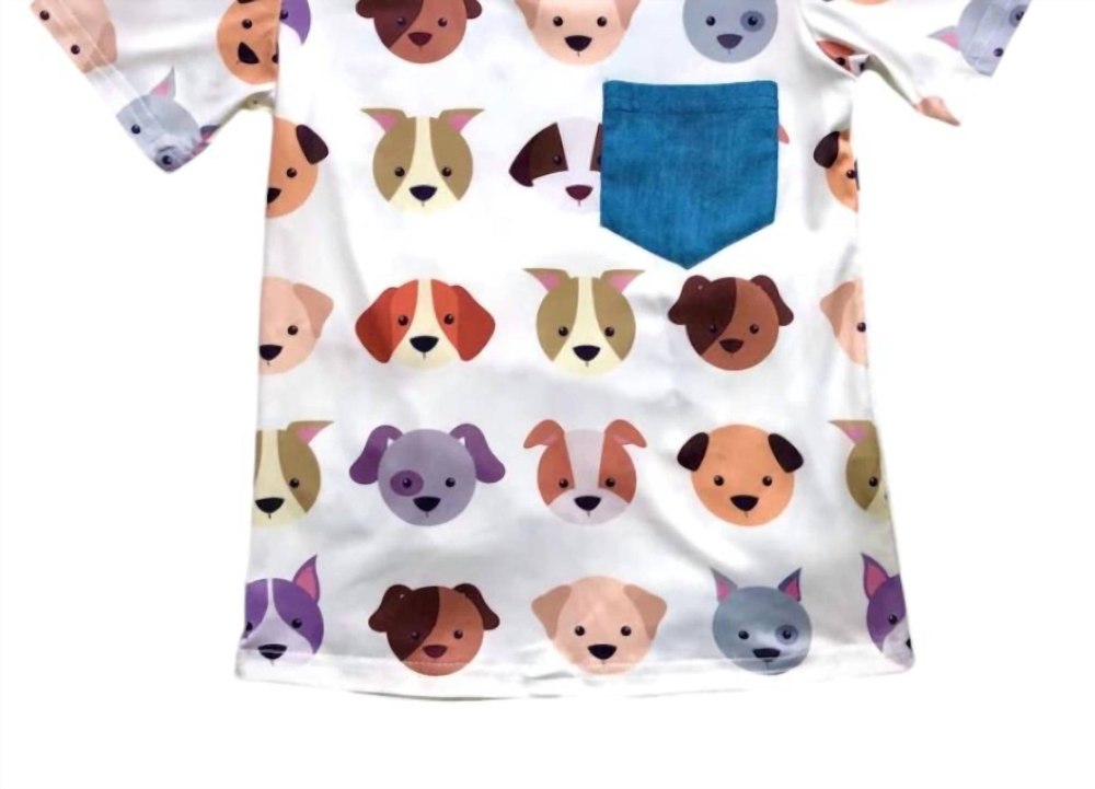 Kids Peppy Pups Pocket Tee In White