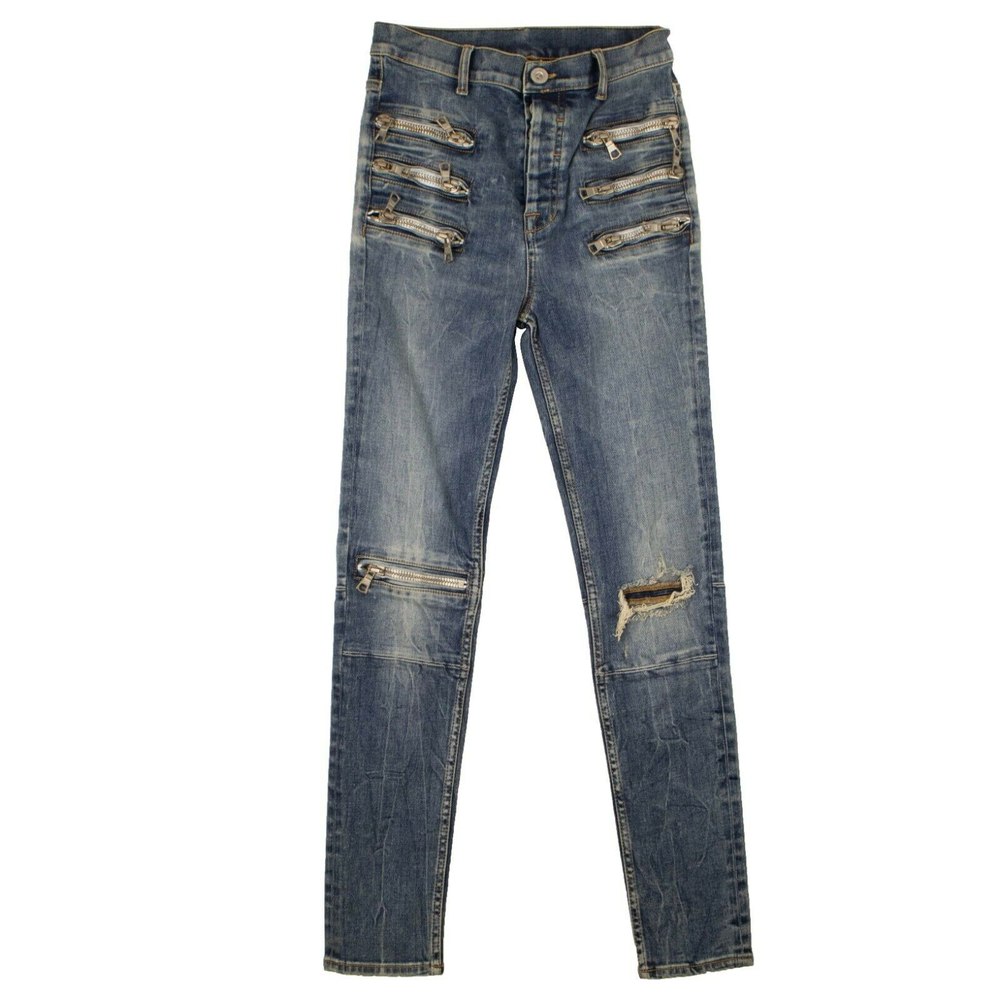 Unravel Project Triple Zip Skinny Fit Jeans – Blue
