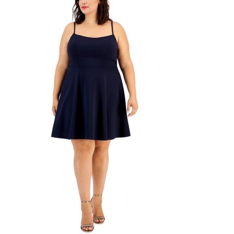 Plus Crepe Lace Back Mini Dress