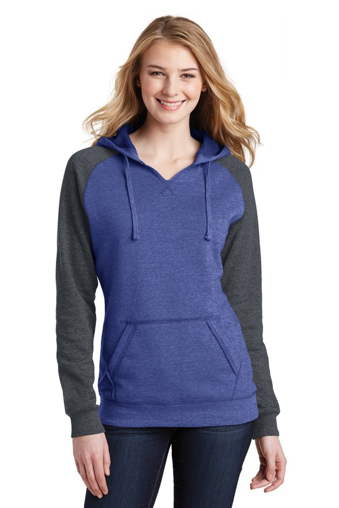 District Women’s Lightweight Fleece Raglan Hoodie. DT296