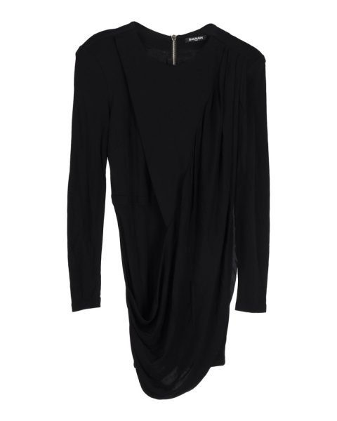 Balmain Draped Mini Dress in Black Viscose