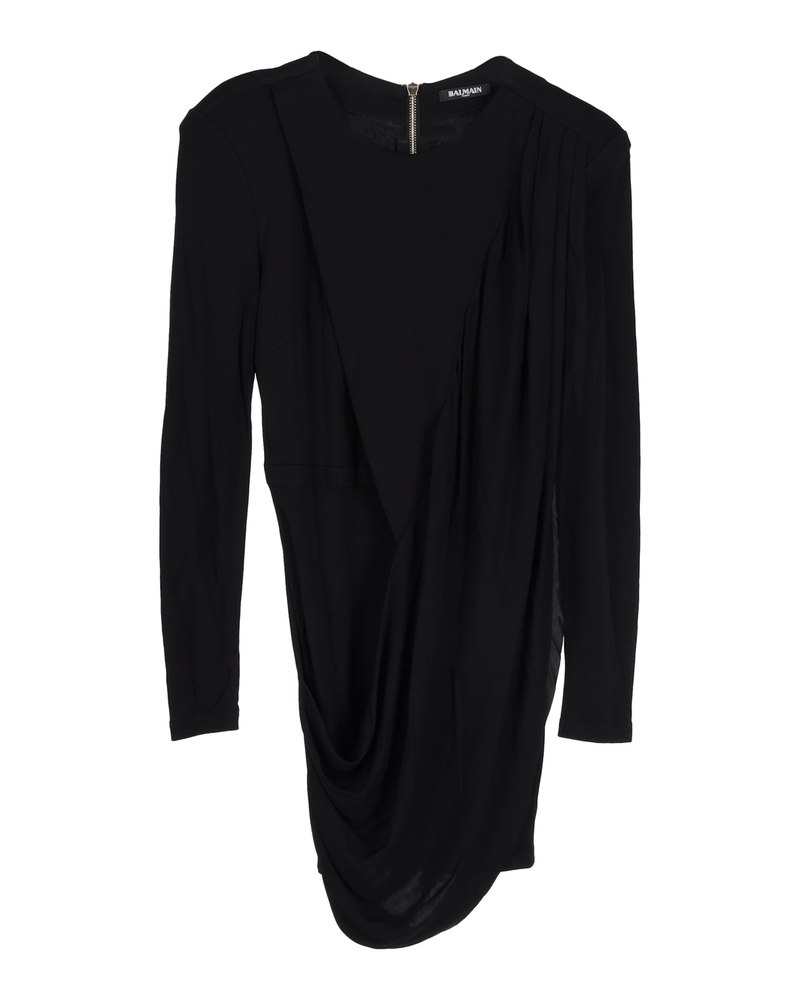 Balmain Draped Mini Dress in Black Viscose