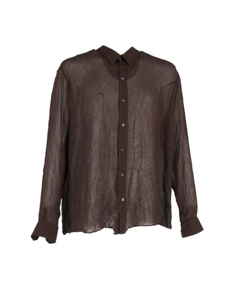 Dolce & Gabbana Sheer Buttoned Shirt in Brown Cotton
