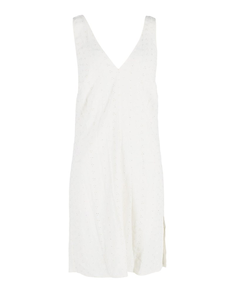 Reformation V-Neck Low Back Sleeveless Dress in Off-White Cotton