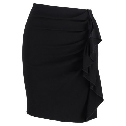 Joseph Side Ruffle Mini Skirt in Black Wool