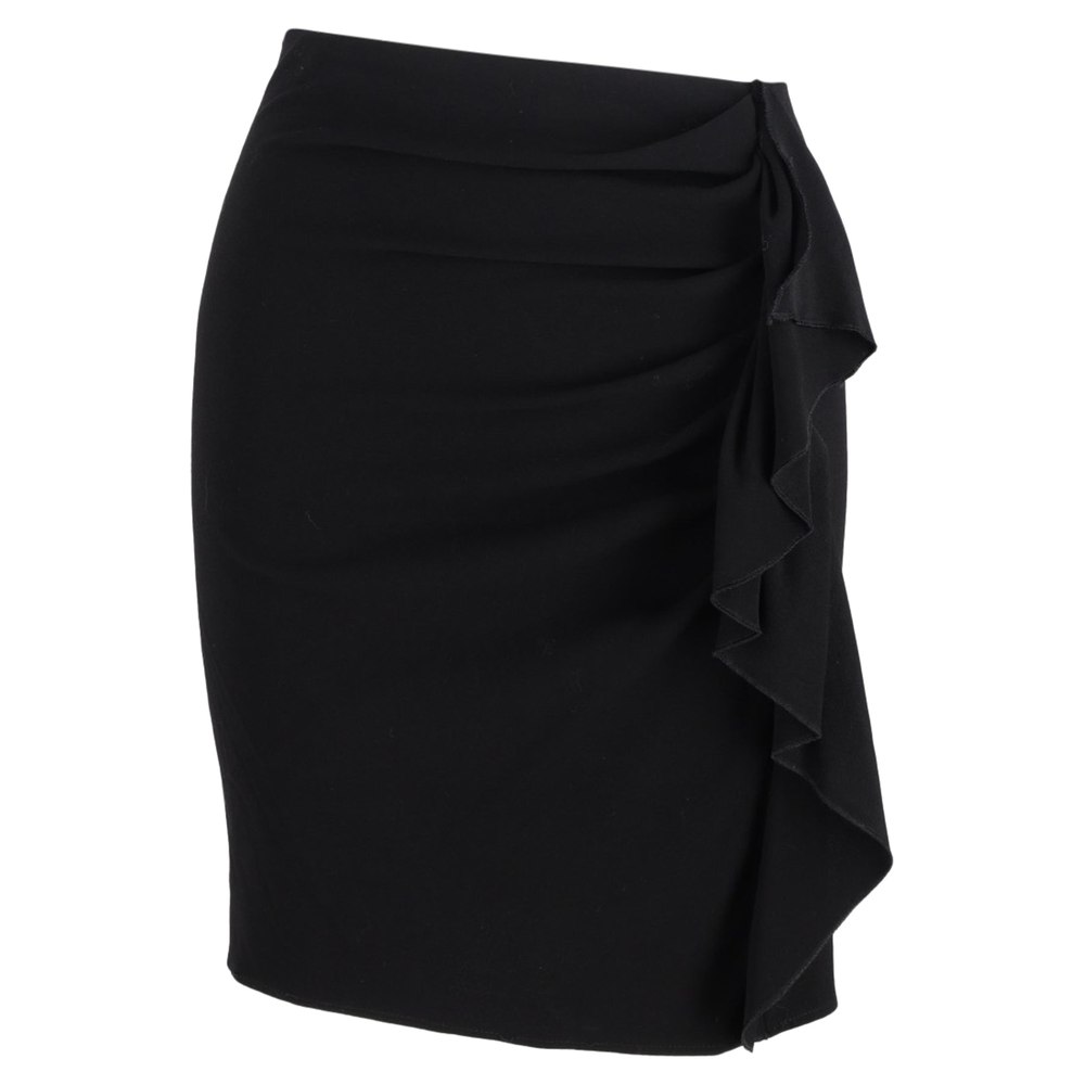 Joseph Side Ruffle Mini Skirt in Black Wool