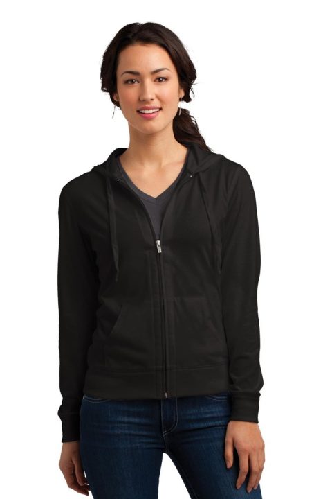 District Women’s Fitted Jersey Full-Zip Hoodie. DT2100