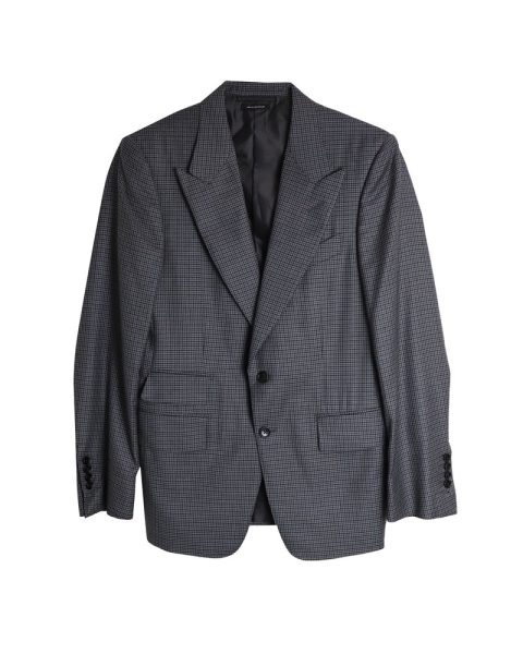 Tom Ford Shelton Micro-Houndstooth Dinner Jacket in Grey Wool