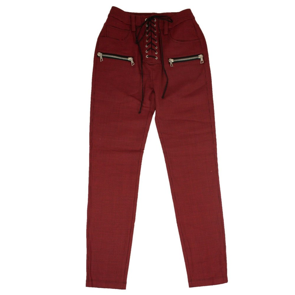 Unravel Project Houndstooth Print Pants – Red