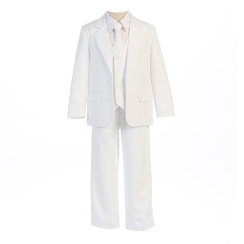 Big Boys White Button Jacket Vest Shirt Tie Pant Suit 8-20 Husky