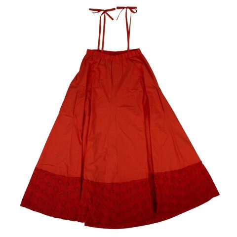 Fendi ‘Floral Embroidered’ Sleeveless Dress – Orange