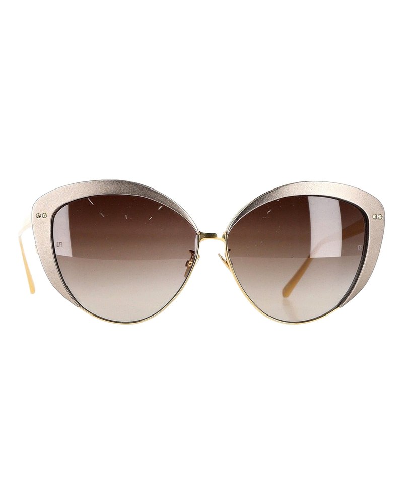 Linda Farrow 579 C5 Cat Eye Sunglasses in Gold Metal