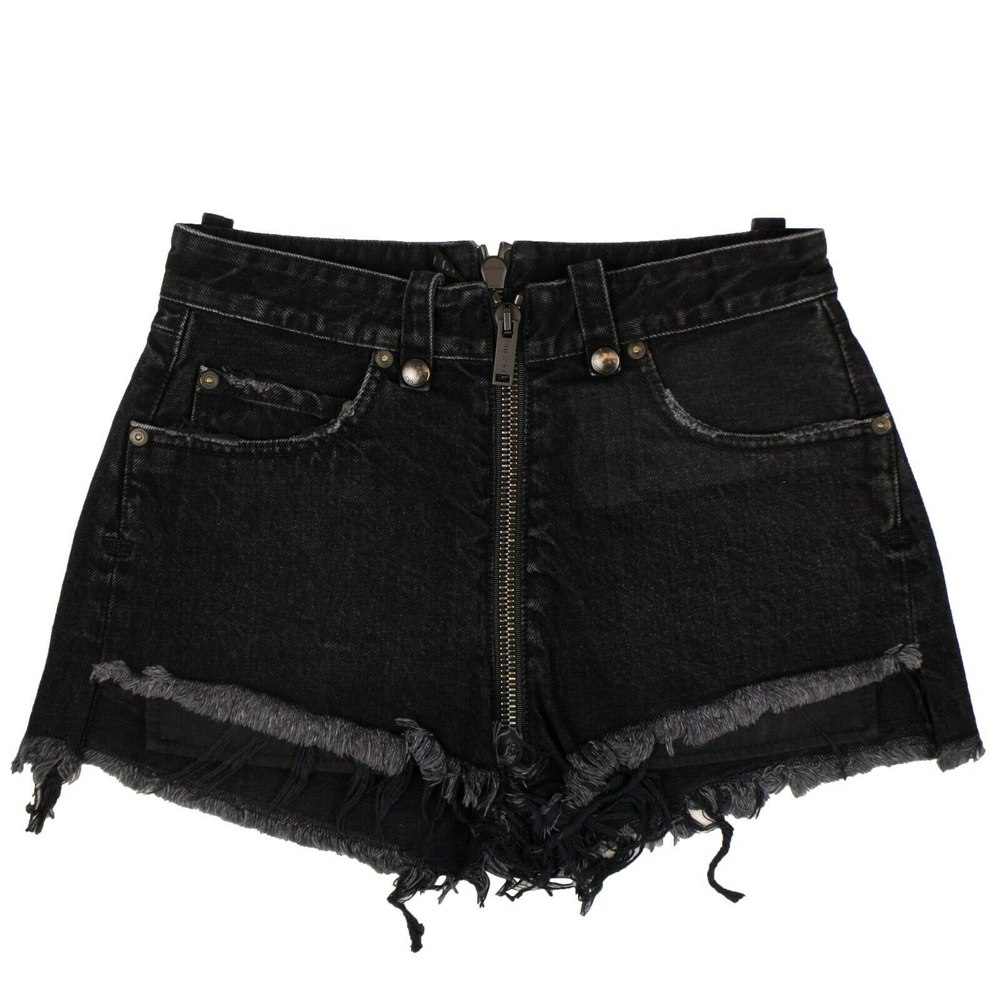 Unravel Project Denim Distressed Hem Short Pants – Black